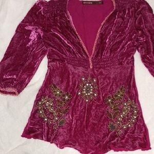 Mason Magenta Velvet Embellished Blouse